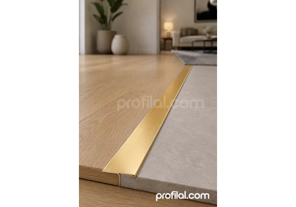 Paslanmaz Çelik T Parke Profili - Mat Sarı Satine