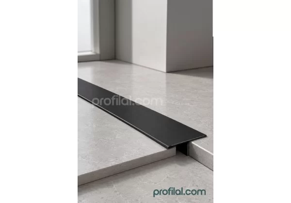 Paslanmaz Çelik T Parke Profili - Mat Siyah Satine