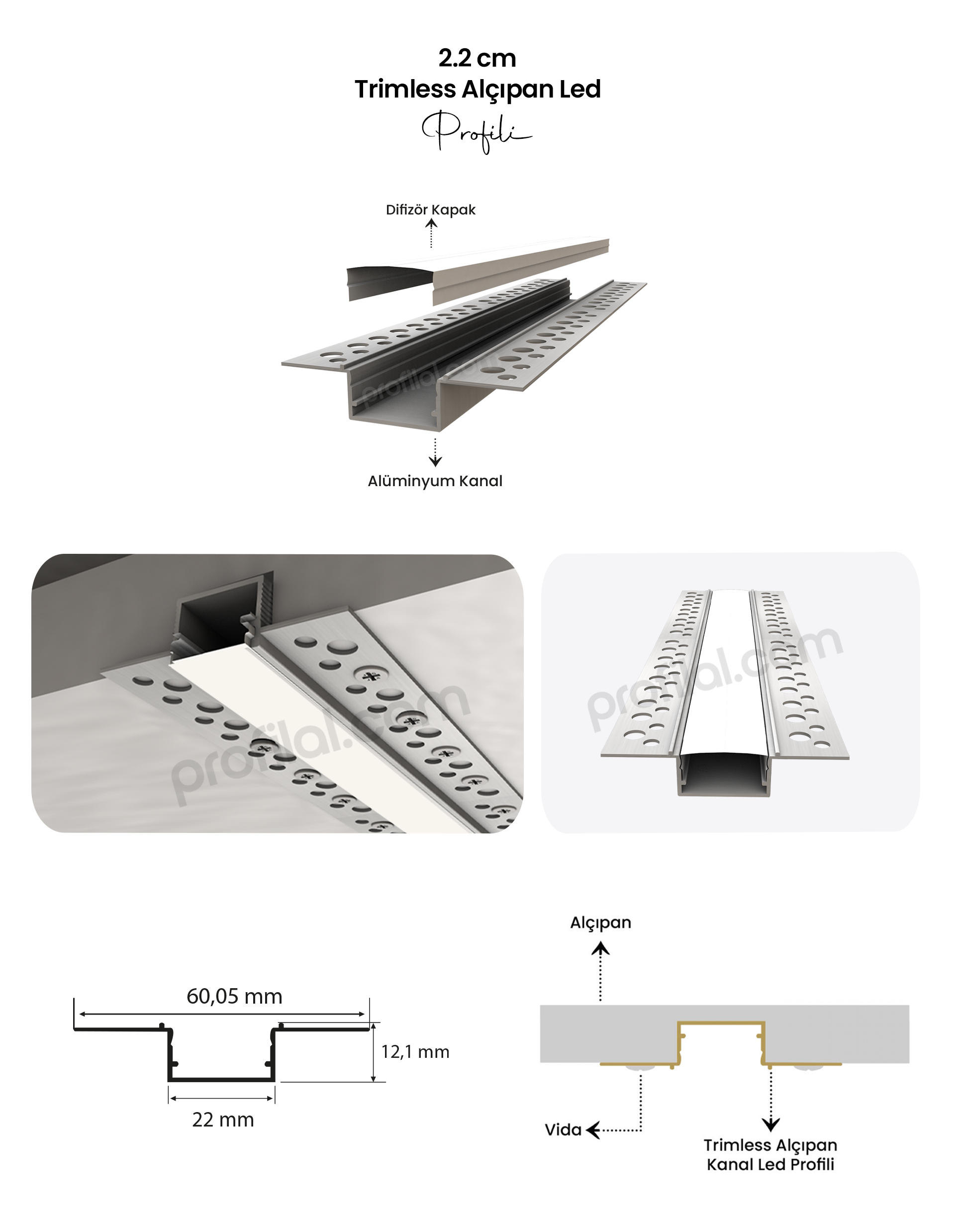 2 cm Alçıpan Led Profili 2 cm Alçıpan Led Profili