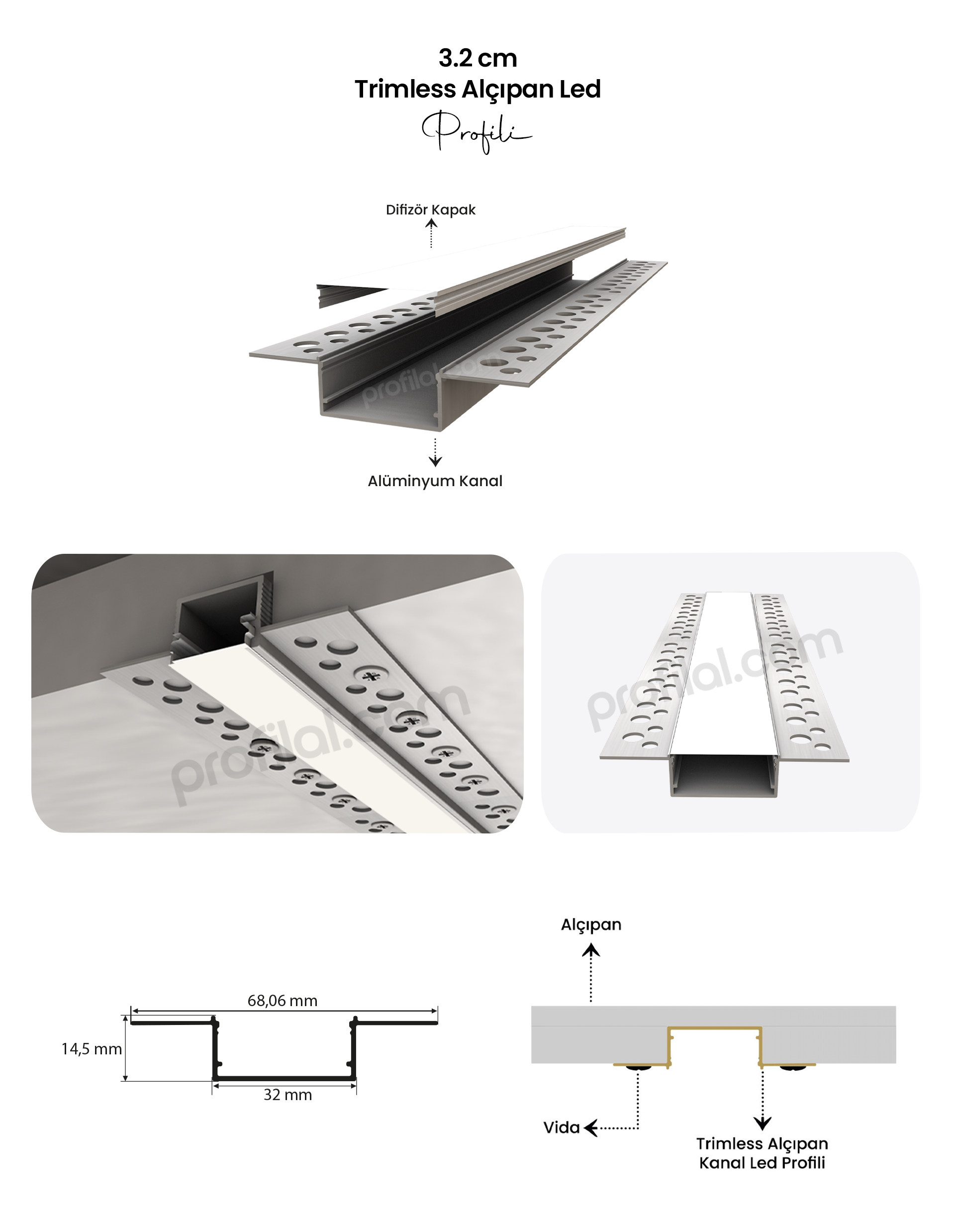 3 cm alçıpan led profil 3 cm alçıpan led profil