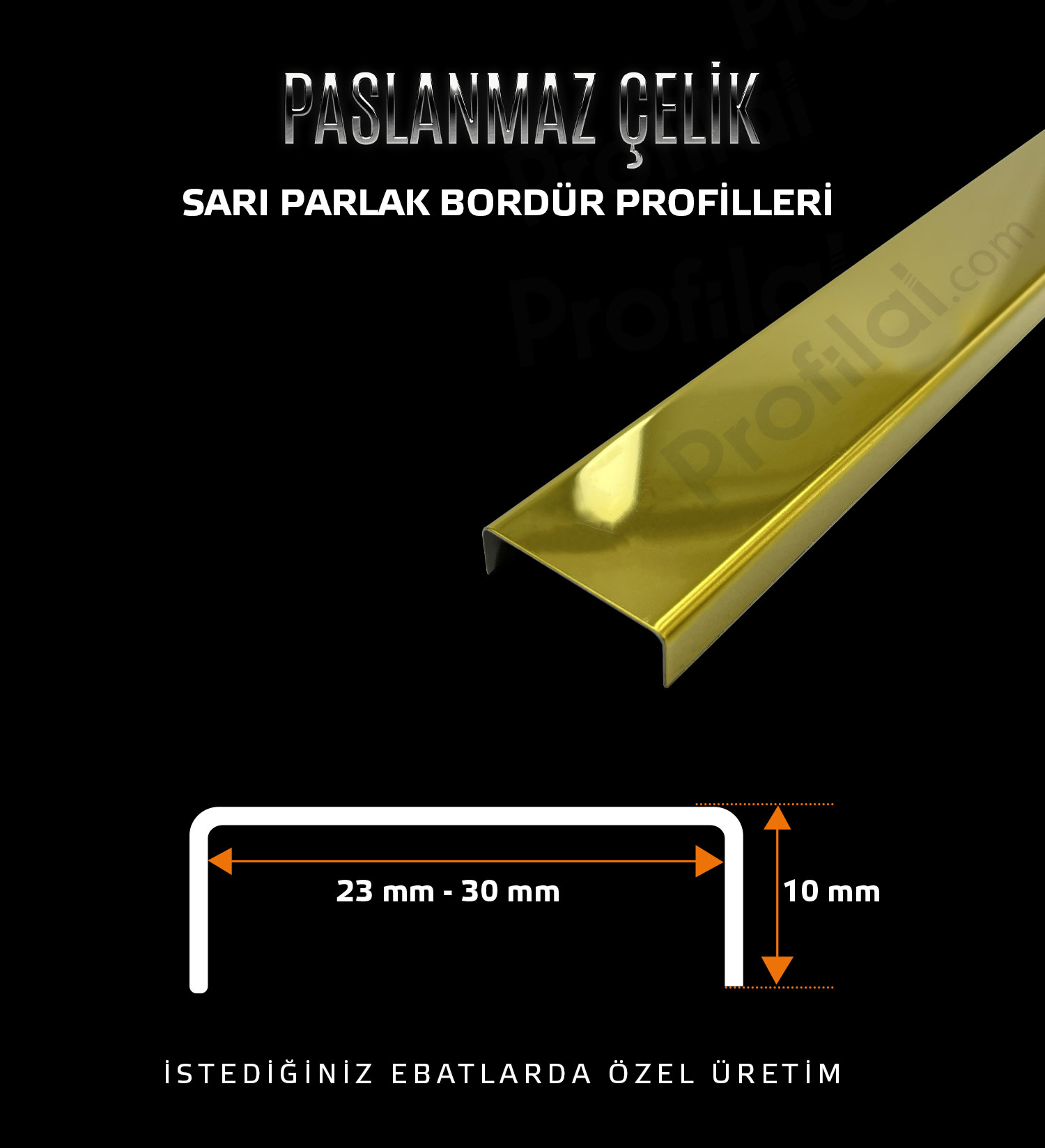 Paslanmaz Çelik Sarı Bordür Profili paslanmaz-celik-sari-bordur-profili